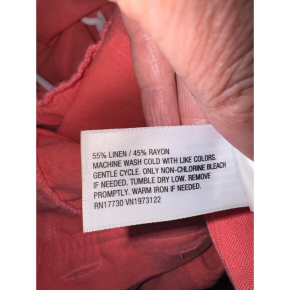 Universal Thread Linen Coral Romper Shorts Short Sleeve Button Front 10 Casual - Picture 5 of 8